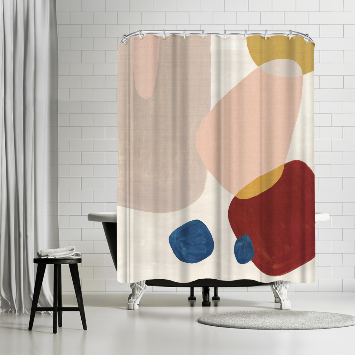 Americanflat 71" x 74" Shower Curtain, Pink Pebbles III by P